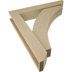 Ekena Millwork - BKTUR0554X34X38THR06RCPR - Timberthane Faux Wood Thorton Style Bracket w/ Offset Brace, Slat Ends, 5 1/2"W x 34"D x 38"H, Primed Tan
