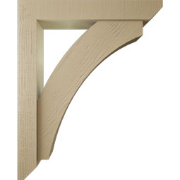 Ekena Millwork - BKTUR0554X34X42THR06RCPR - Timberthane Faux Wood Thorton Style Bracket w/ Offset Brace, Slat Ends, 5 1/2"W x 34"D x 42"H, Primed Tan