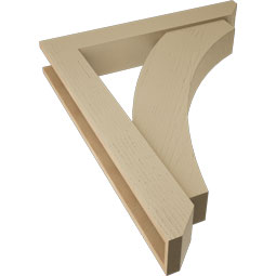 Ekena Millwork - BKTUR0554X34X42THR06RCPR - Timberthane Faux Wood Thorton Style Bracket w/ Offset Brace, Slat Ends, 5 1/2"W x 34"D x 42"H, Primed Tan