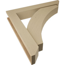 Ekena Millwork - BKTUR0554X36X36THR06RCPR - Timberthane Faux Wood Thorton Style Bracket w/ Offset Brace, Slat Ends, 5 1/2"W x 36"D x 36"H, Primed Tan
