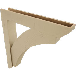 Ekena Millwork - BKTUR0554X36X40THR06RCPR - Timberthane Faux Wood Thorton Style Bracket w/ Offset Brace, Slat Ends, 5 1/2"W x 36"D x 40"H, Primed Tan
