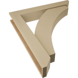 Ekena Millwork - BKTUR0554X36X40THR06RCPR - Timberthane Faux Wood Thorton Style Bracket w/ Offset Brace, Slat Ends, 5 1/2"W x 36"D x 40"H, Primed Tan