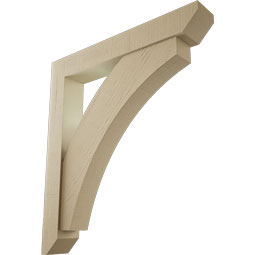 Ekena Millwork - BKTUR0554X36X40THR06RCPR - Timberthane Faux Wood Thorton Style Bracket w/ Offset Brace, Slat Ends, 5 1/2"W x 36"D x 40"H, Primed Tan