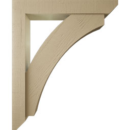 Ekena Millwork - BKTUR0554X36X44THR06RCPR - Timberthane Faux Wood Thorton Style Bracket w/ Offset Brace, Slat Ends, 5 1/2"W x 36"D x 44"H, Primed Tan