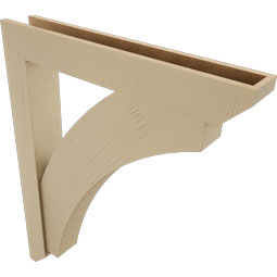 Ekena Millwork - BKTUR0554X36X44THR06RCPR - Timberthane Faux Wood Thorton Style Bracket w/ Offset Brace, Slat Ends, 5 1/2"W x 36"D x 44"H, Primed Tan