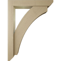 Ekena Millwork - BKTUR0554X36X48THR06RCPR - Timberthane Faux Wood Thorton Style Bracket w/ Offset Brace, Slat Ends, 5 1/2"W x 36"D x 48"H, Primed Tan