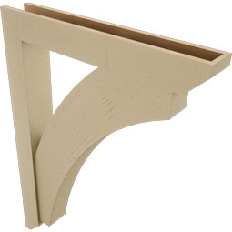 Ekena Millwork - BKTUR0554X36X48THR06RCPR - Timberthane Faux Wood Thorton Style Bracket w/ Offset Brace, Slat Ends, 5 1/2"W x 36"D x 48"H, Primed Tan