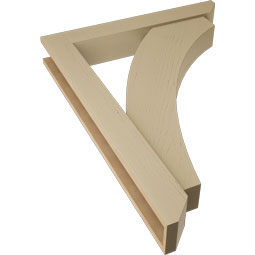 Ekena Millwork - BKTUR0554X36X48THR06RCPR - Timberthane Faux Wood Thorton Style Bracket w/ Offset Brace, Slat Ends, 5 1/2"W x 36"D x 48"H, Primed Tan