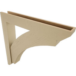 Ekena Millwork - BKTUR0554X38X38THR06RCPR - Timberthane Faux Wood Thorton Style Bracket w/ Offset Brace, Slat Ends, 5 1/2"W x 38"D x 38"H, Primed Tan