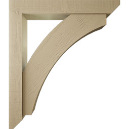 Ekena Millwork - BKTUR0554X38X44THR06RCPR - Timberthane Faux Wood Thorton Style Bracket w/ Offset Brace, Slat Ends, 5 1/2"W x 38"D x 44"H, Primed Tan