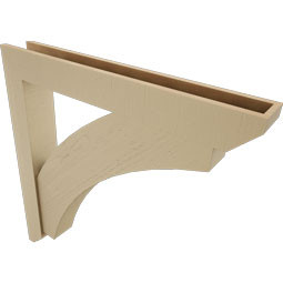 Ekena Millwork - BKTUR0554X40X40THR06RCPR - Timberthane Faux Wood Thorton Style Bracket w/ Offset Brace, Slat Ends, 5 1/2"W x 40"D x 40"H, Primed Tan