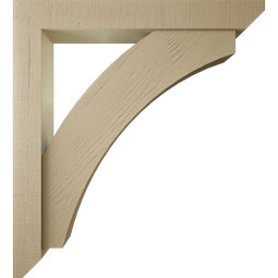 Ekena Millwork - BKTUR0554X40X44THR06RCPR - Timberthane Faux Wood Thorton Style Bracket w/ Offset Brace, Slat Ends, 5 1/2"W x 40"D x 44"H, Primed Tan