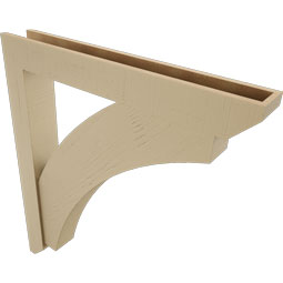 Ekena Millwork - BKTUR0554X40X44THR06RCPR - Timberthane Faux Wood Thorton Style Bracket w/ Offset Brace, Slat Ends, 5 1/2"W x 40"D x 44"H, Primed Tan