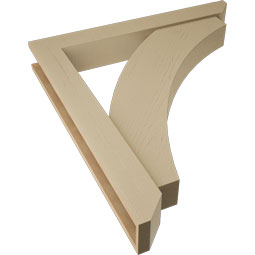 Ekena Millwork - BKTUR0554X40X44THR06RCPR - Timberthane Faux Wood Thorton Style Bracket w/ Offset Brace, Slat Ends, 5 1/2"W x 40"D x 44"H, Primed Tan
