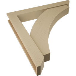Ekena Millwork - BKTUR0554X42X42THR06RCPR - Timberthane Faux Wood Thorton Style Bracket w/ Offset Brace, Slat Ends, 5 1/2"W x 42"D x 42"H, Primed Tan