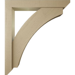 Ekena Millwork - BKTUR0554X42X48THR06RCPR - Timberthane Faux Wood Thorton Style Bracket w/ Offset Brace, Slat Ends, 5 1/2"W x 42"D x 48"H, Primed Tan