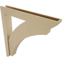 Ekena Millwork - BKTUR0554X42X48THR06RCPR - Timberthane Faux Wood Thorton Style Bracket w/ Offset Brace, Slat Ends, 5 1/2"W x 42"D x 48"H, Primed Tan