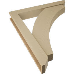 Ekena Millwork - BKTUR0554X42X48THR06RCPR - Timberthane Faux Wood Thorton Style Bracket w/ Offset Brace, Slat Ends, 5 1/2"W x 42"D x 48"H, Primed Tan