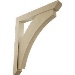 Ekena Millwork - BKTUR0554X42X48THR06RCPR - Timberthane Faux Wood Thorton Style Bracket w/ Offset Brace, Slat Ends, 5 1/2"W x 42"D x 48"H, Primed Tan