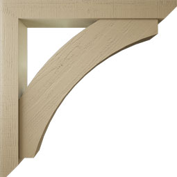 Ekena Millwork - BKTUR0554X44X44THR06RCPR - Timberthane Faux Wood Thorton Style Bracket w/ Offset Brace, Slat Ends, 5 1/2"W x 44"D x 44"H, Primed Tan