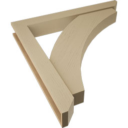 Ekena Millwork - BKTUR0554X44X44THR06RCPR - Timberthane Faux Wood Thorton Style Bracket w/ Offset Brace, Slat Ends, 5 1/2"W x 44"D x 44"H, Primed Tan
