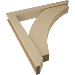 Ekena Millwork - BKTUR0554X46X46THR06RCPR - Timberthane Faux Wood Thorton Style Bracket w/ Offset Brace, Slat Ends, 5 1/2"W x 46"D x 46"H, Primed Tan