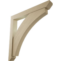 Ekena Millwork - BKTUR0554X46X46THR06RCPR - Timberthane Faux Wood Thorton Style Bracket w/ Offset Brace, Slat Ends, 5 1/2"W x 46"D x 46"H, Primed Tan