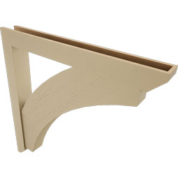 Ekena Millwork - BKTUR0554X48X48THR06RCPR - Timberthane Faux Wood Thorton Style Bracket w/ Offset Brace, Slat Ends, 5 1/2"W x 48"D x 48"H, Primed Tan
