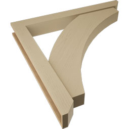 Ekena Millwork - BKTUR0554X48X48THR06RCPR - Timberthane Faux Wood Thorton Style Bracket w/ Offset Brace, Slat Ends, 5 1/2"W x 48"D x 48"H, Primed Tan