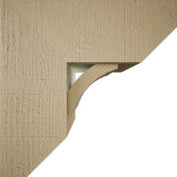 Ekena Millwork - BKTUR0756X18X18THR06RCPR - Timberthane Faux Wood Thorton Style Bracket w/ Offset Brace, Slat Ends, 7 1/2"W x 18"D x 18"H, Primed Tan