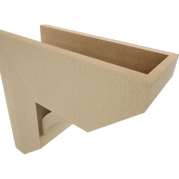 Ekena Millwork - BKTUR0756X18X18THR06RCPR - Timberthane Faux Wood Thorton Style Bracket w/ Offset Brace, Slat Ends, 7 1/2"W x 18"D x 18"H, Primed Tan