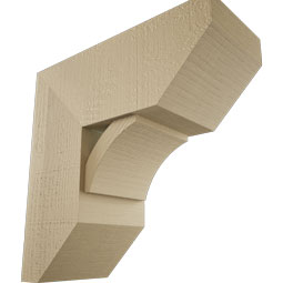 Ekena Millwork - BKTUR0756X18X18THR06RCPR - Timberthane Faux Wood Thorton Style Bracket w/ Offset Brace, Slat Ends, 7 1/2"W x 18"D x 18"H, Primed Tan