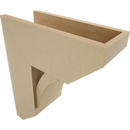 Ekena Millwork - BKTUR0756X18X22THR06RCPR - Timberthane Faux Wood Thorton Style Bracket w/ Offset Brace, Slat Ends, 7 1/2"W x 18"D x 22"H, Primed Tan