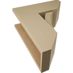 Ekena Millwork - BKTUR0756X18X22THR06RCPR - Timberthane Faux Wood Thorton Style Bracket w/ Offset Brace, Slat Ends, 7 1/2"W x 18"D x 22"H, Primed Tan