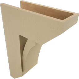Ekena Millwork - BKTUR0756X18X26THR06RCPR - Timberthane Faux Wood Thorton Style Bracket w/ Offset Brace, Slat Ends, 7 1/2"W x 18"D x 26"H, Primed Tan