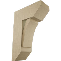 Ekena Millwork - BKTUR0756X18X26THR06RCPR - Timberthane Faux Wood Thorton Style Bracket w/ Offset Brace, Slat Ends, 7 1/2"W x 18"D x 26"H, Primed Tan