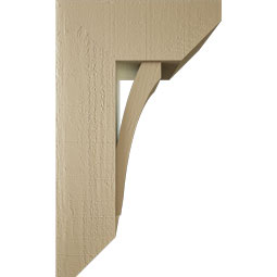 Ekena Millwork - BKTUR0756X18X30THR06RCPR - Timberthane Faux Wood Thorton Style Bracket w/ Offset Brace, Slat Ends, 7 1/2"W x 18"D x 30"H, Primed Tan
