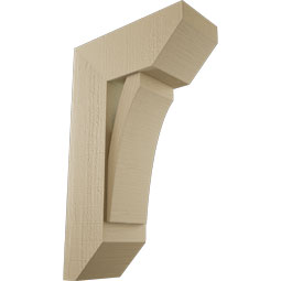 Ekena Millwork - BKTUR0756X18X30THR06RCPR - Timberthane Faux Wood Thorton Style Bracket w/ Offset Brace, Slat Ends, 7 1/2"W x 18"D x 30"H, Primed Tan