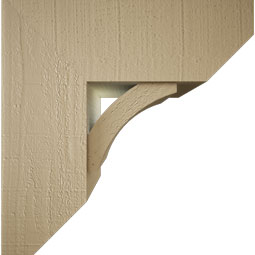 Ekena Millwork - BKTUR0756X20X20THR06RCPR - Timberthane Faux Wood Thorton Style Bracket w/ Offset Brace, Slat Ends, 7 1/2"W x 20"D x 20"H, Primed Tan