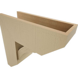 Ekena Millwork - BKTUR0756X20X20THR06RCPR - Timberthane Faux Wood Thorton Style Bracket w/ Offset Brace, Slat Ends, 7 1/2"W x 20"D x 20"H, Primed Tan