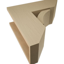 Ekena Millwork - BKTUR0756X20X20THR06RCPR - Timberthane Faux Wood Thorton Style Bracket w/ Offset Brace, Slat Ends, 7 1/2"W x 20"D x 20"H, Primed Tan