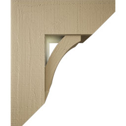 Ekena Millwork - BKTUR0756X20X24THR06RCPR - Timberthane Faux Wood Thorton Style Bracket w/ Offset Brace, Slat Ends, 7 1/2"W x 20"D x 24"H, Primed Tan
