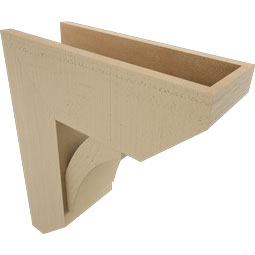 Ekena Millwork - BKTUR0756X20X24THR06RCPR - Timberthane Faux Wood Thorton Style Bracket w/ Offset Brace, Slat Ends, 7 1/2"W x 20"D x 24"H, Primed Tan