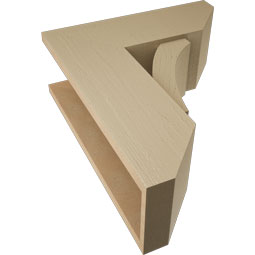 Ekena Millwork - BKTUR0756X20X24THR06RCPR - Timberthane Faux Wood Thorton Style Bracket w/ Offset Brace, Slat Ends, 7 1/2"W x 20"D x 24"H, Primed Tan