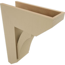 Ekena Millwork - BKTUR0756X20X28THR06RCPR - Timberthane Faux Wood Thorton Style Bracket w/ Offset Brace, Slat Ends, 7 1/2"W x 20"D x 28"H, Primed Tan