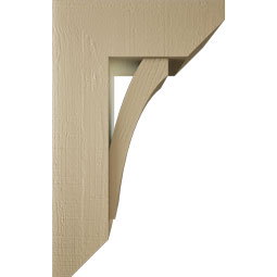 Ekena Millwork - BKTUR0756X20X32THR06RCPR - Timberthane Faux Wood Thorton Style Bracket w/ Offset Brace, Slat Ends, 7 1/2"W x 20"D x 32"H, Primed Tan