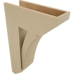 Ekena Millwork - BKTUR0756X20X32THR06RCPR - Timberthane Faux Wood Thorton Style Bracket w/ Offset Brace, Slat Ends, 7 1/2"W x 20"D x 32"H, Primed Tan