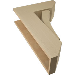 Ekena Millwork - BKTUR0756X20X32THR06RCPR - Timberthane Faux Wood Thorton Style Bracket w/ Offset Brace, Slat Ends, 7 1/2"W x 20"D x 32"H, Primed Tan