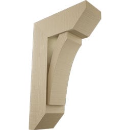 Ekena Millwork - BKTUR0756X20X32THR06RCPR - Timberthane Faux Wood Thorton Style Bracket w/ Offset Brace, Slat Ends, 7 1/2"W x 20"D x 32"H, Primed Tan
