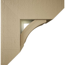 Ekena Millwork - BKTUR0756X22X22THR06RCPR - Timberthane Faux Wood Thorton Style Bracket w/ Offset Brace, Slat Ends, 7 1/2"W x 22"D x 22"H, Primed Tan